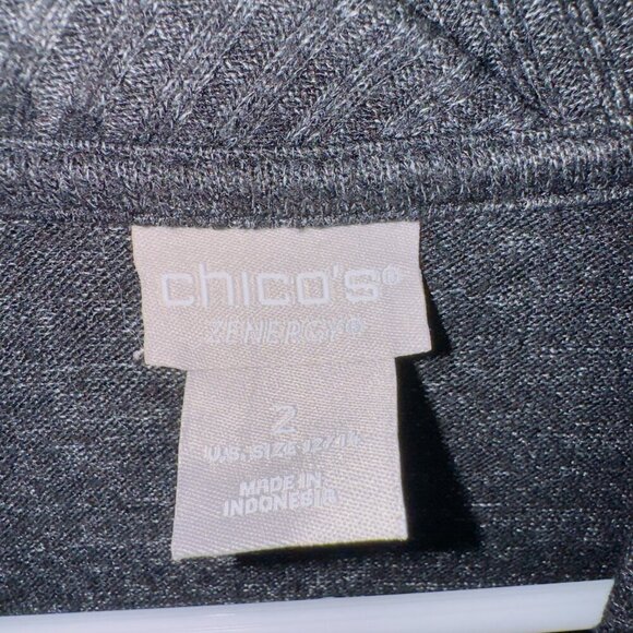 Chico's Black/Gray Long Sleeve Open Front Slouchy Cardigan Sweater size large - Picture 3 of 7